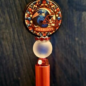 NFL New England Patriots Sparkly/Blingy Custom Created Super Fan Beaded Pen